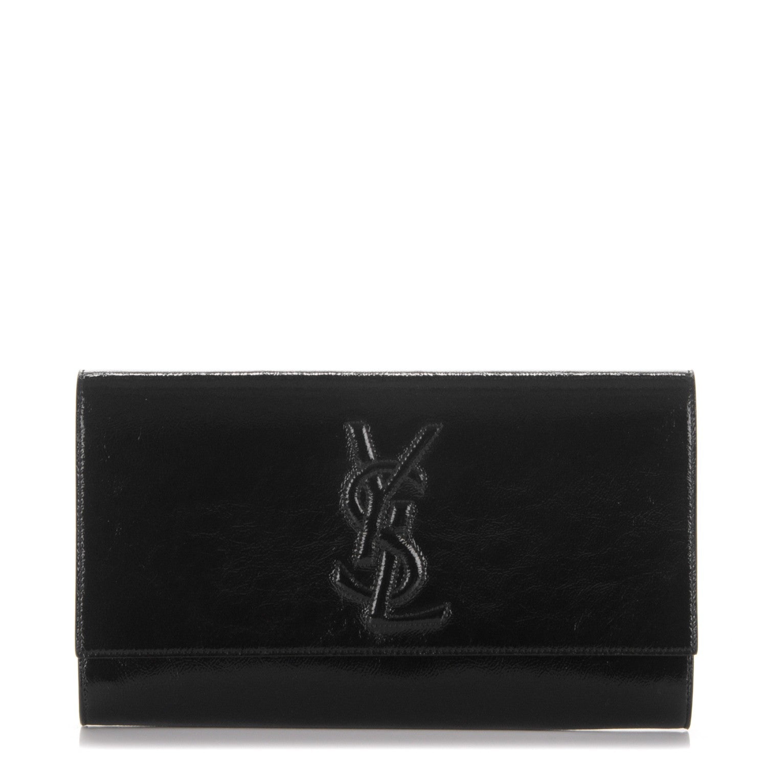 Saint Laurent Textured Patent Monogram Large Belle De Jour Clutch Black 1 of 5