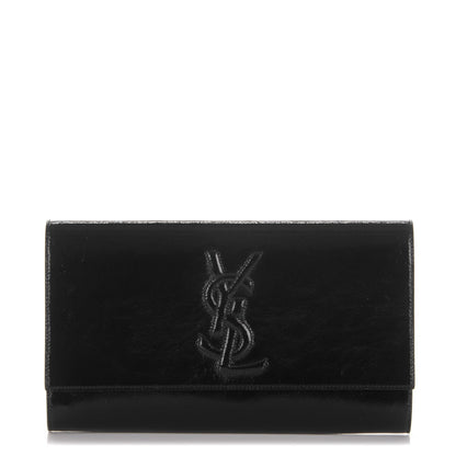 Saint Laurent Textured Patent Monogram Large Belle De Jour Clutch Black 1 of 5