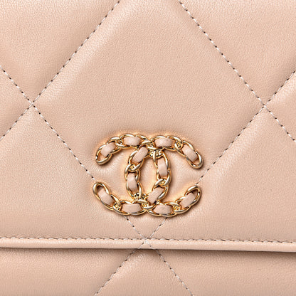 Chanel Lambskin Quilted 19 Wallet On Chain WOC Light Beige 7 of 10