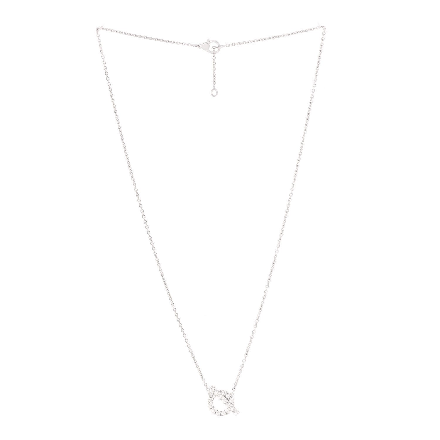 Hermes 18K White Gold Diamond Finesse Pendant Necklace 3 of 5
