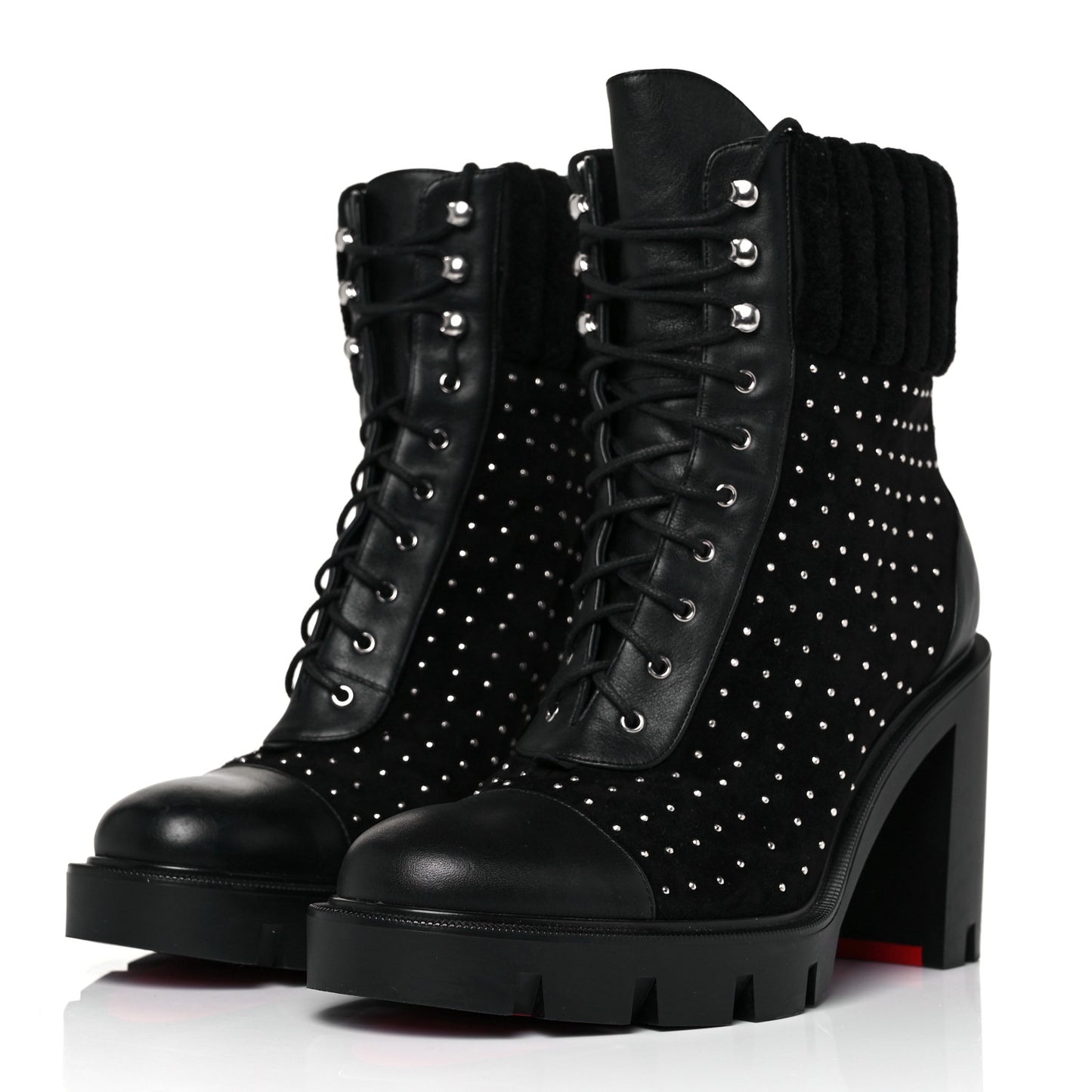 Calfskin Studded Dakita Lug 70 Boots 38 Black