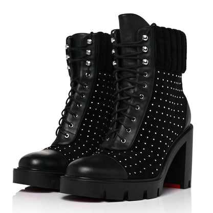 Christian Louboutin Calfskin Studded Dakita Lug 70 Boots 38 Black 3 of 7