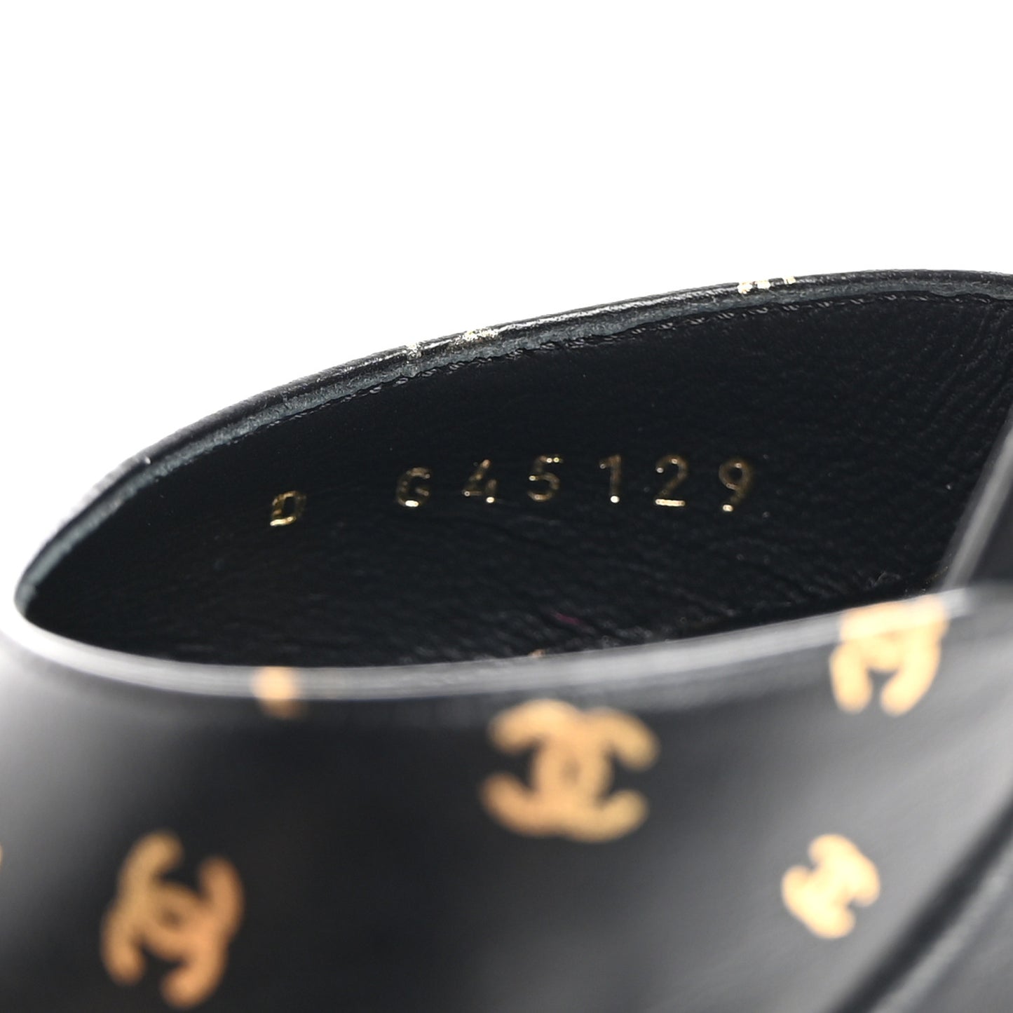 Printed Lambskin CC Platform Pumps 36.5 Black Gold