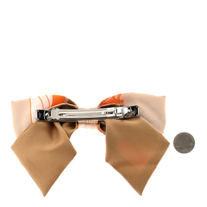 Hermes Silk Ex Libris Grenelle Hair Clip Beige Palomino 2 of 5