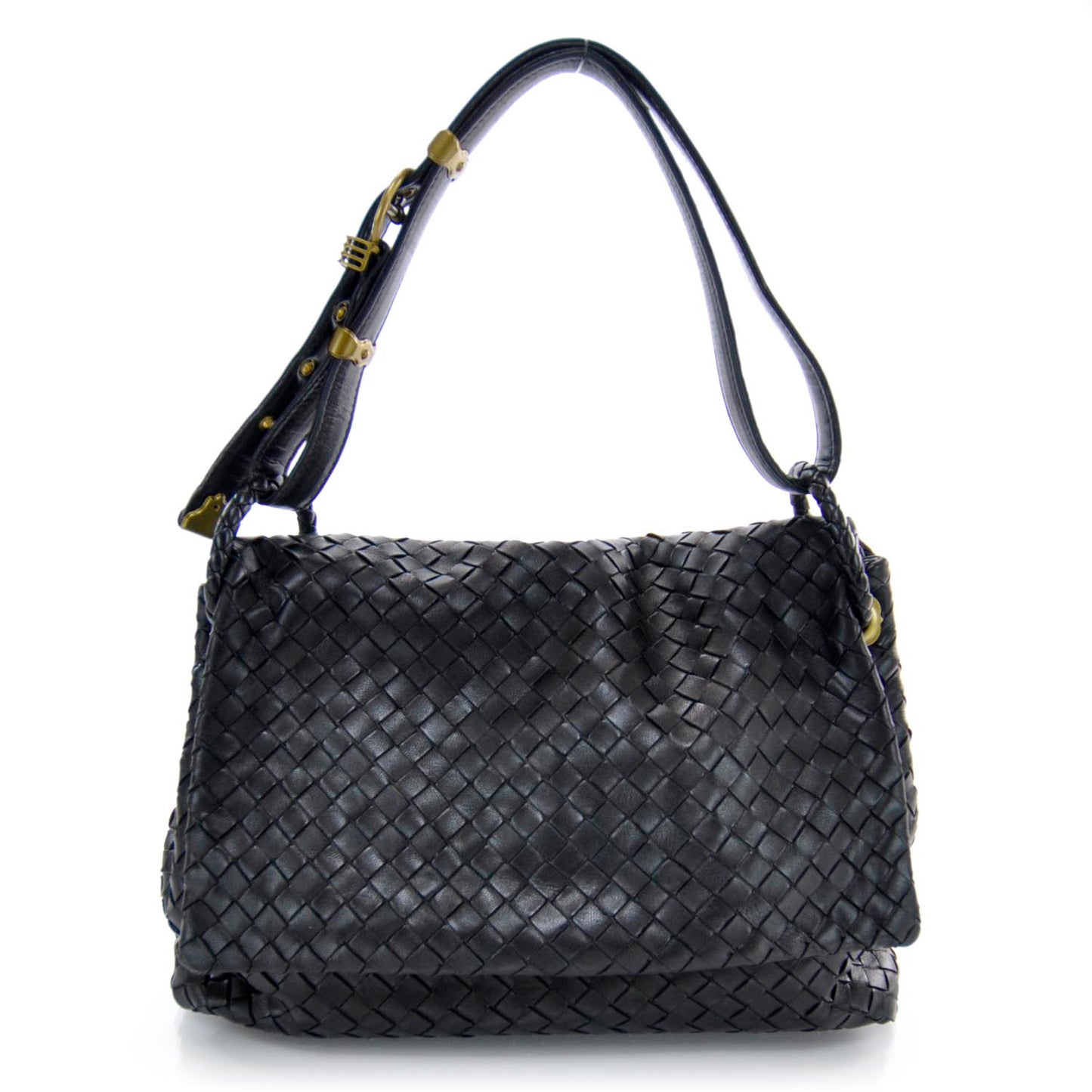 Nappa Intrecciato Flap Bag Nero