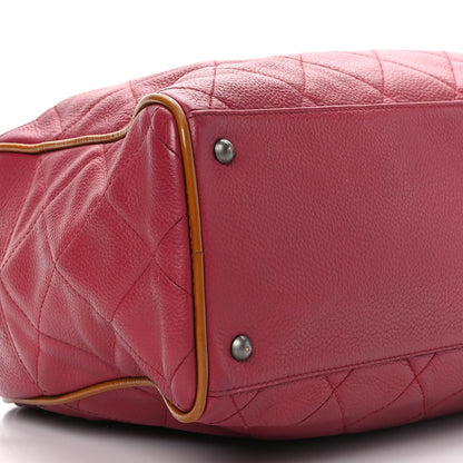 Chanel Caviar Patent Quilted Large Bowler Bag Red 9 of 10
