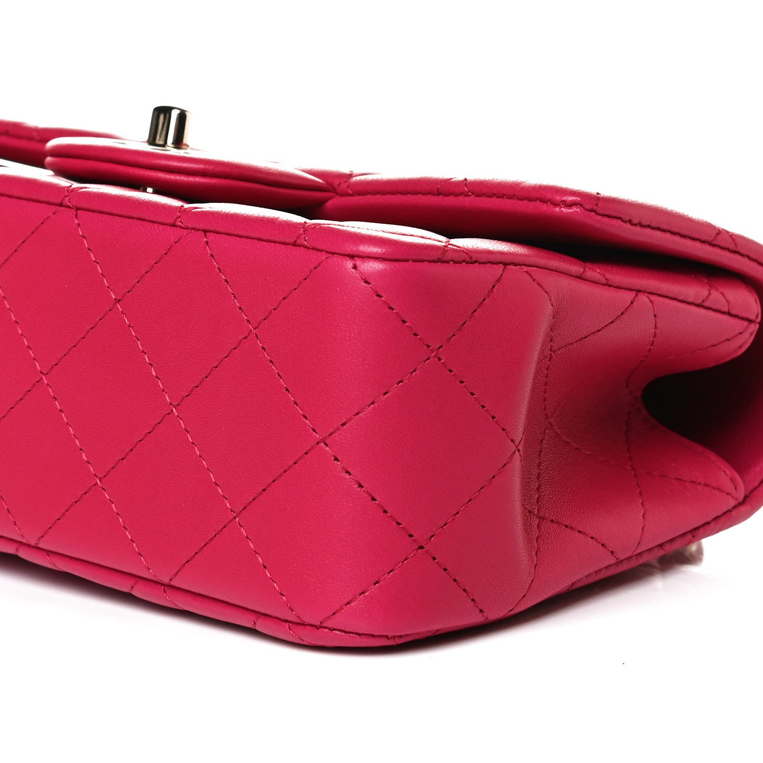 Chanel Lambskin Quilted Mini Top Handle Rectangular Flap Dark Pink 10 of 15
