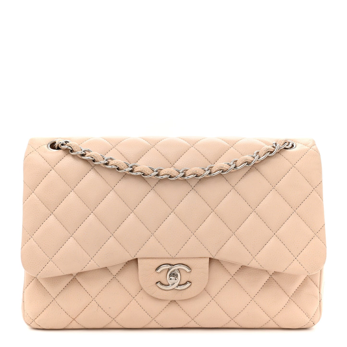 Caviar Quilted Jumbo Double Flap Light Pink
