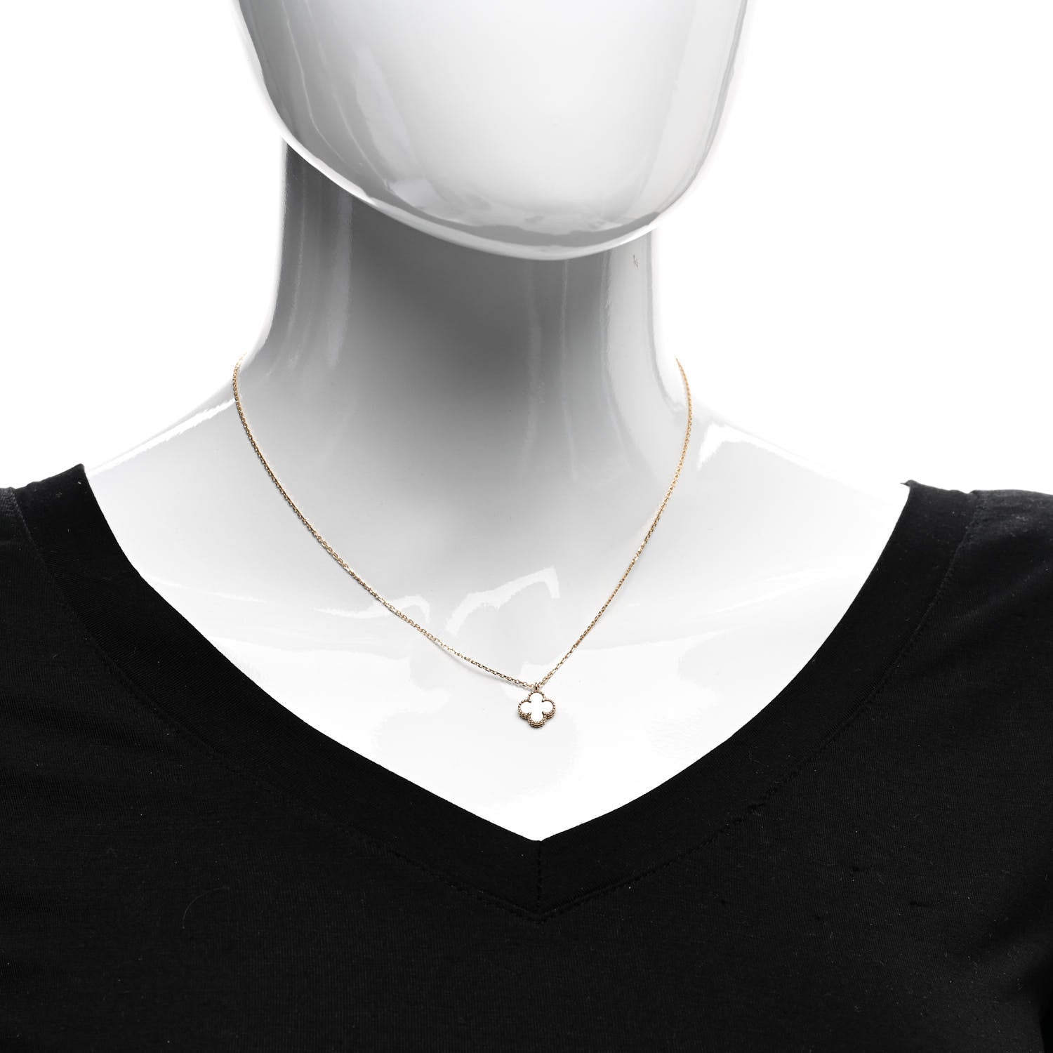 Van Cleef & Arpels 18K Yellow Gold Mother of Pearl Sweet Alhambra Pendant Necklace 2 of 6
