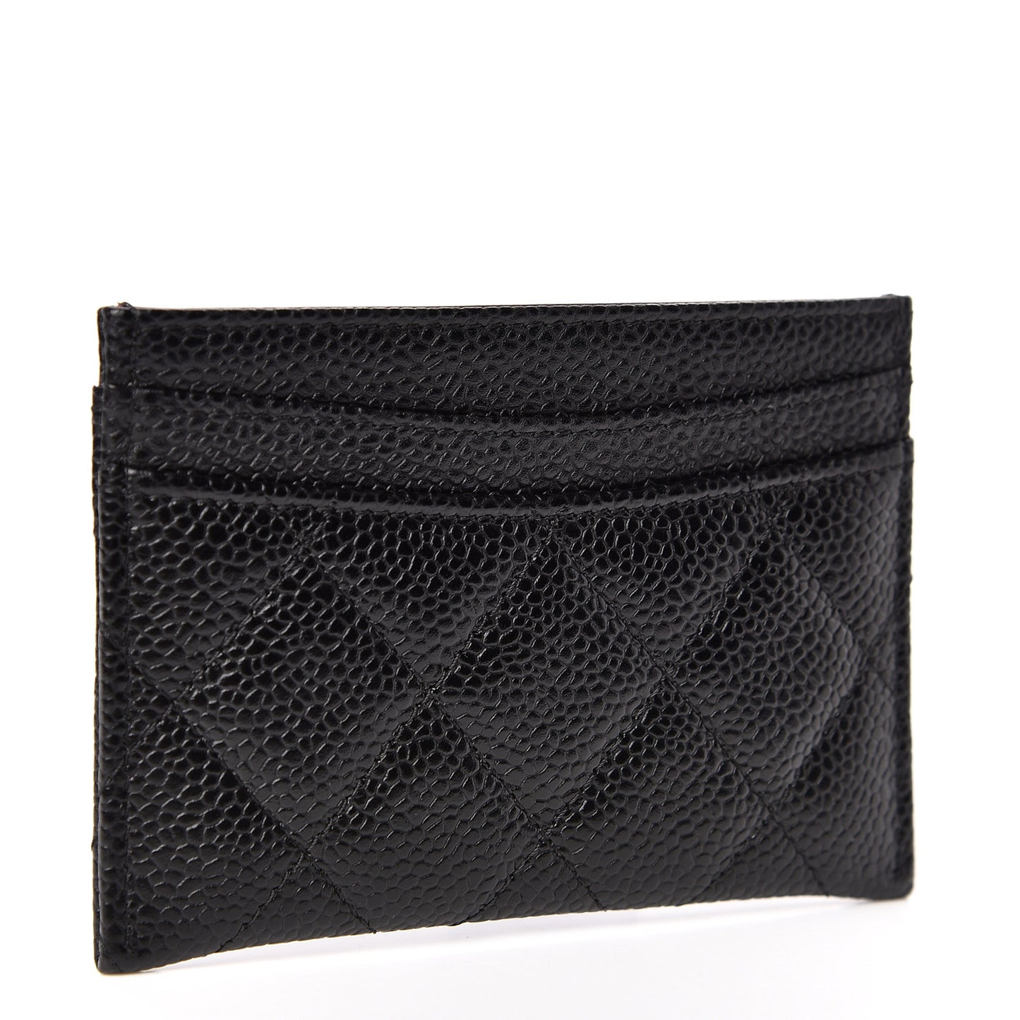 Caviar Quilted Card Holder Black