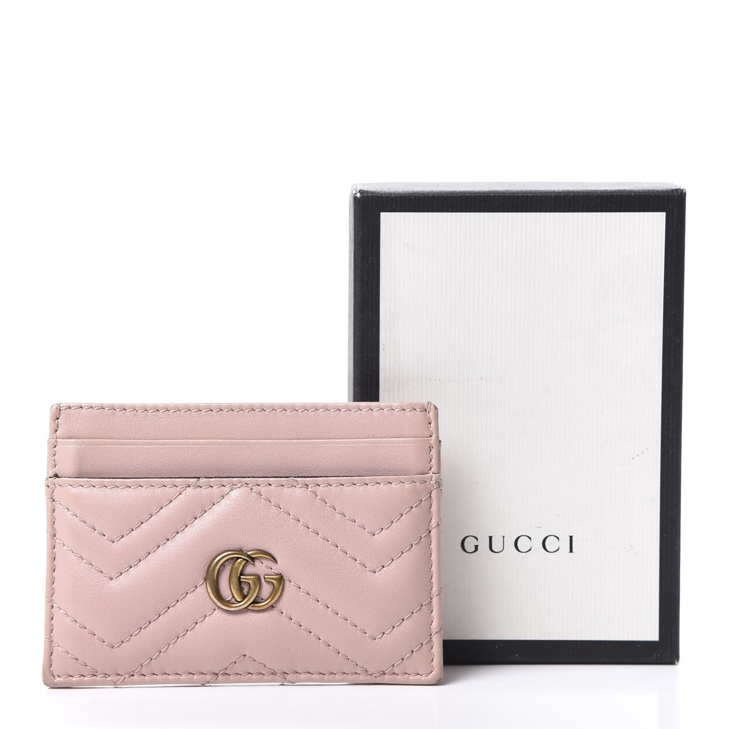 Calfskin Matelasse GG Marmont Card Holder Perfect Pink