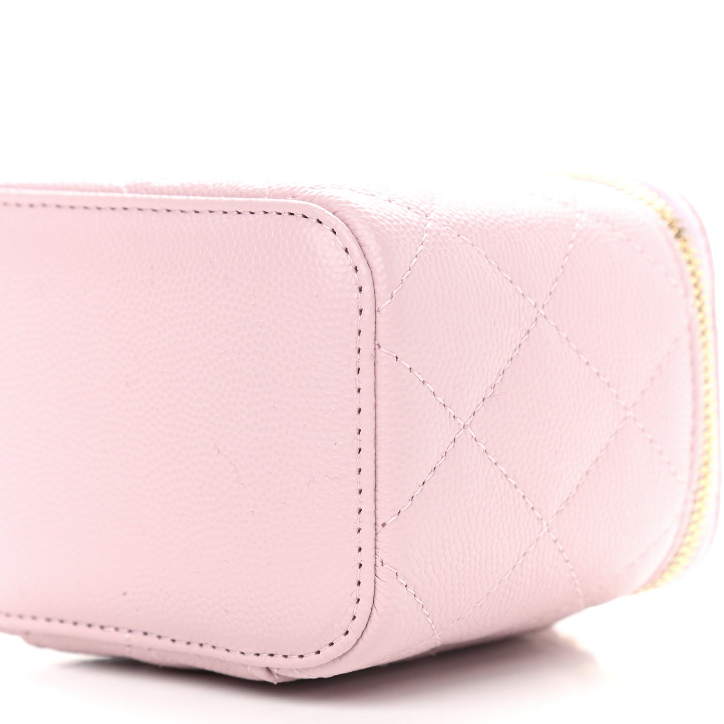 Caviar Quilted Mini Vanity Case With Chain Light Pink
