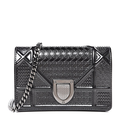 Christian Dior Metallic Patent Micro-Cannage Baby Diorama Flap Bag Graphite 1 of 8
