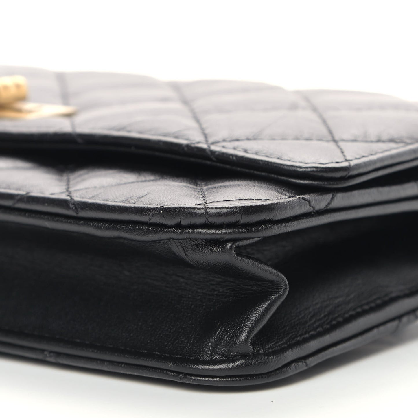 Aged Calfskin Quilted Reissue Wallet On Chain WOC Black