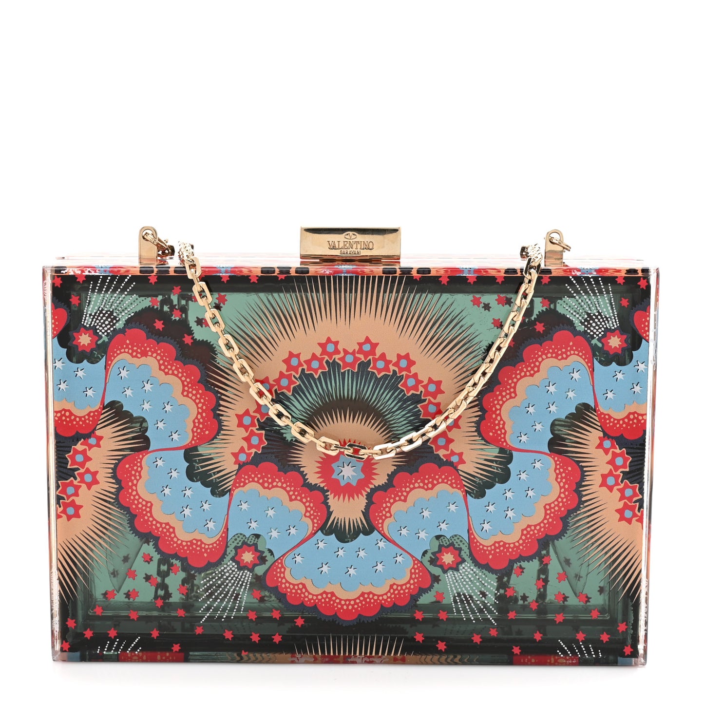 Plexiglass Volcano Print Minaudiere Bag Multicolor