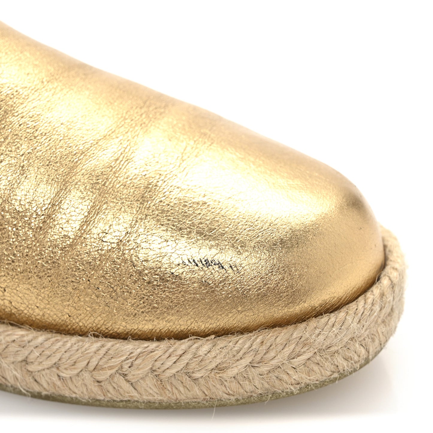 Metallic Lambskin CC Mocassin Loafers 37.5  Gold