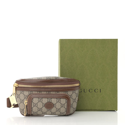 Gucci GG Supreme Monogram Textured Calfskin Retro Interlocking G Belt Bag Beige Ebony Brown Sugar 14 of 14