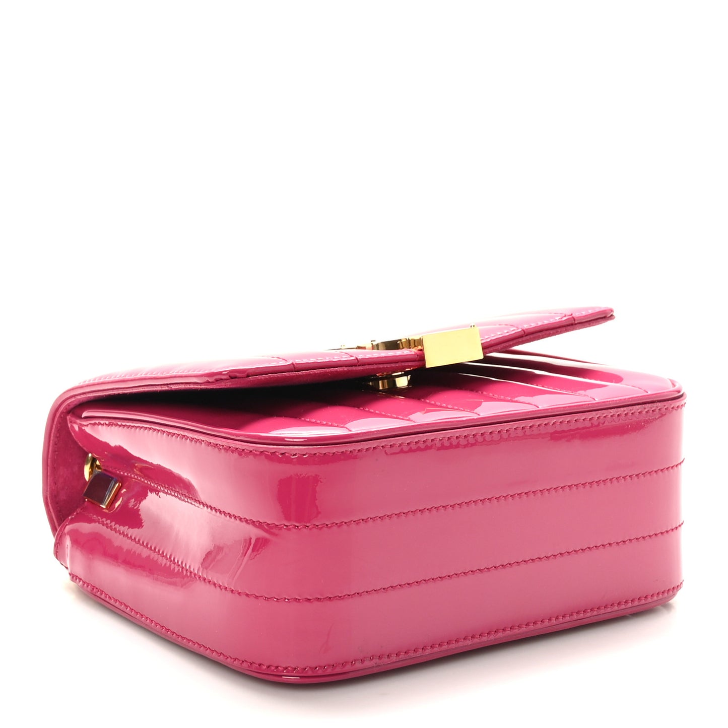 Patent Calfskin Matelasse Monogram Small Vicky Chain Bag Bubblegum