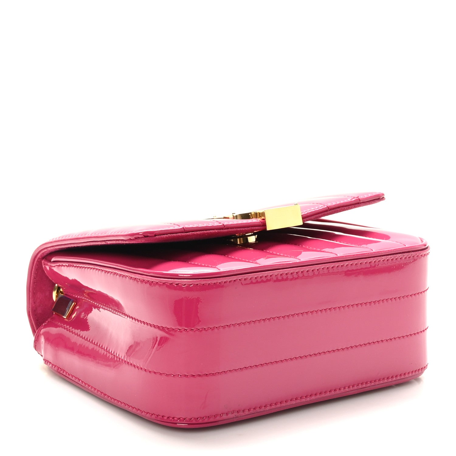 Saint Laurent Patent Calfskin Matelasse Monogram Small Vicky Chain Bag Bubblegum 4 of 9
