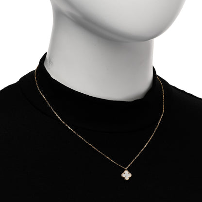 Van Cleef & Arpels 18K Yellow Gold Mother of Pearl Sweet Alhambra Pendant Necklace 2 of 5