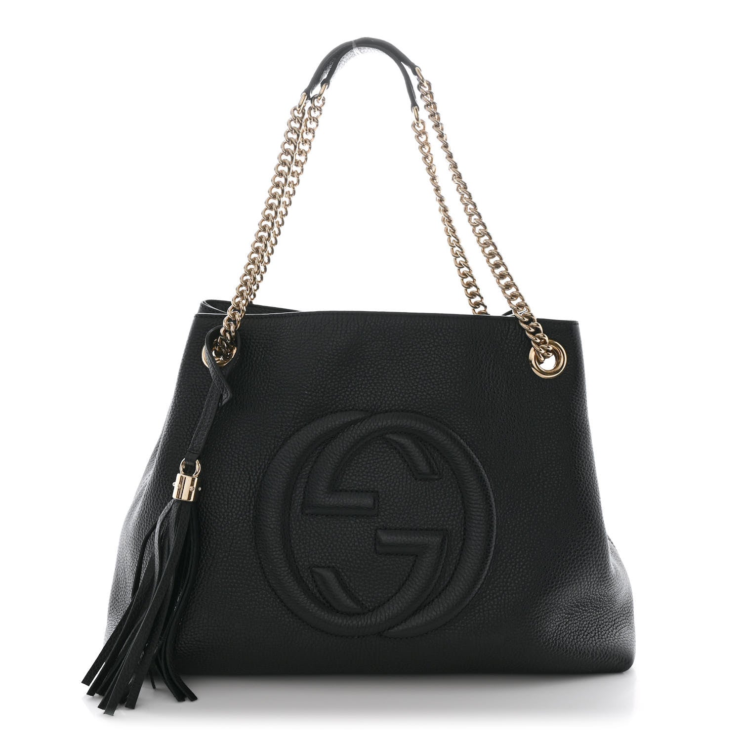 Gucci Pebbled Calfskin Medium Soho Chain Shoulder Bag Black 1754041 ...