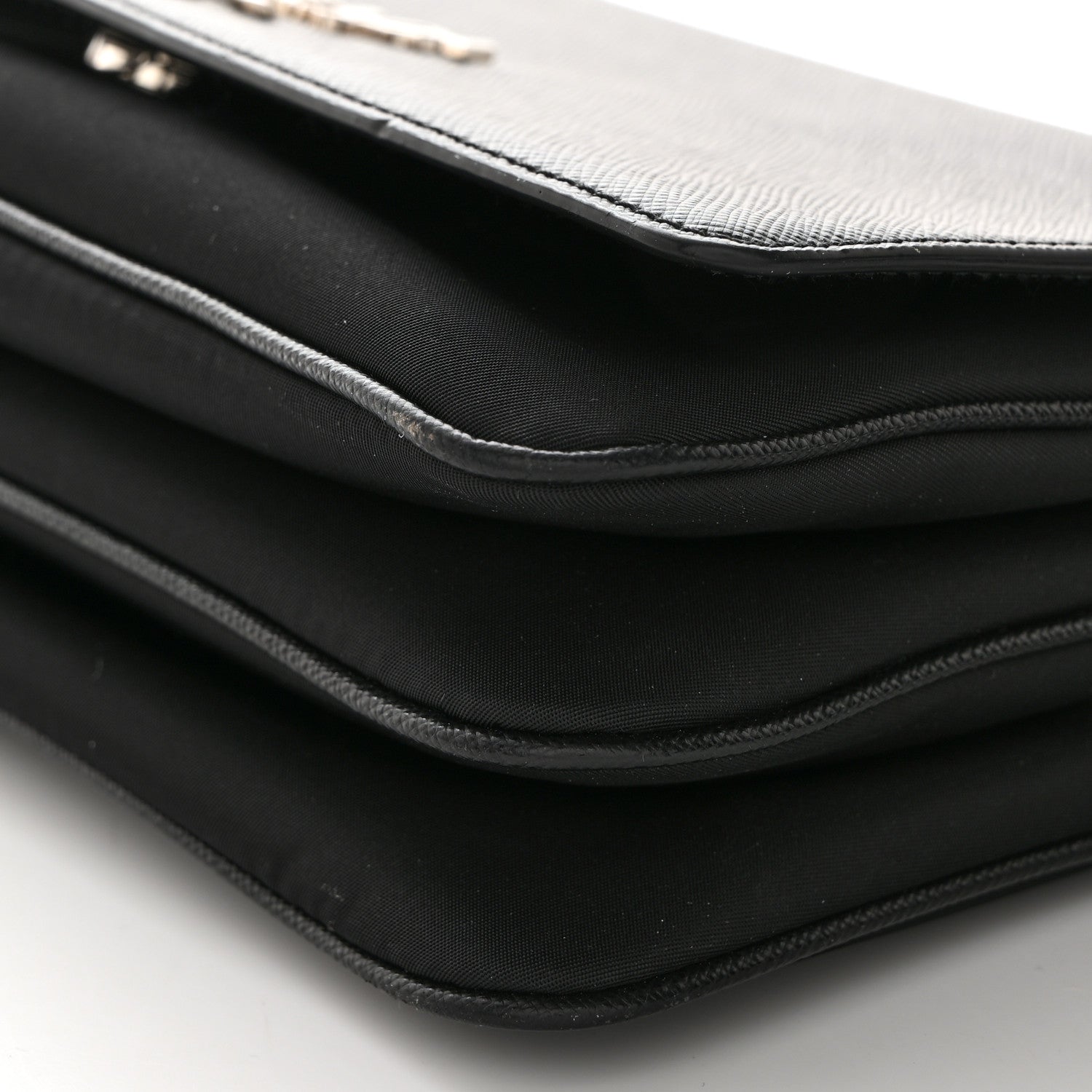 Prada Saffiano Tessuto Nylon Chain Shoulder Bag Black 10 of 10