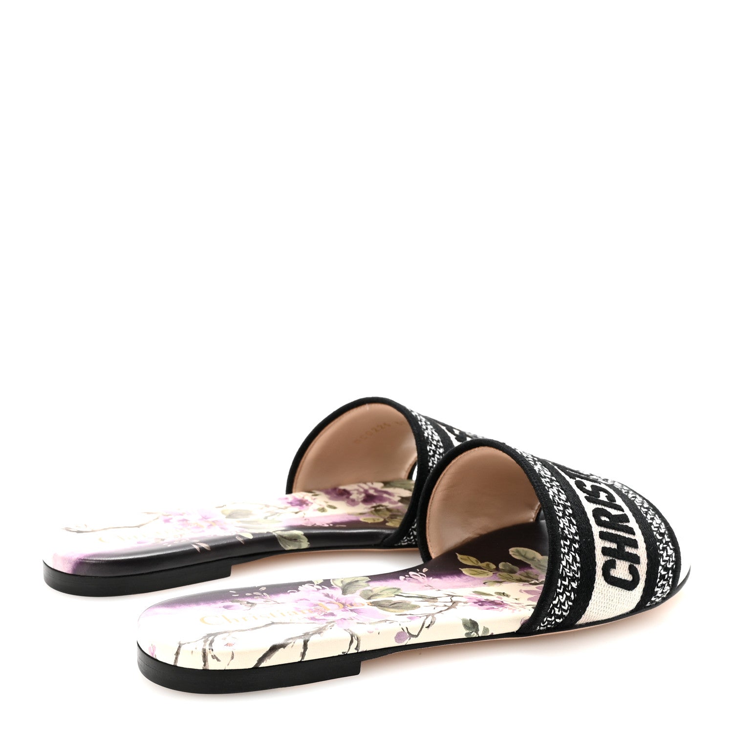 Christian Dior Canvas Pivoine Embroidered Dway Mules Slide Sandals