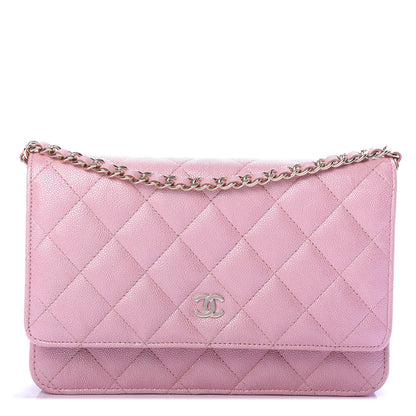 Chanel Iridescent Caviar Quilted Wallet on Chain WOC Rose Pink 1 of 12