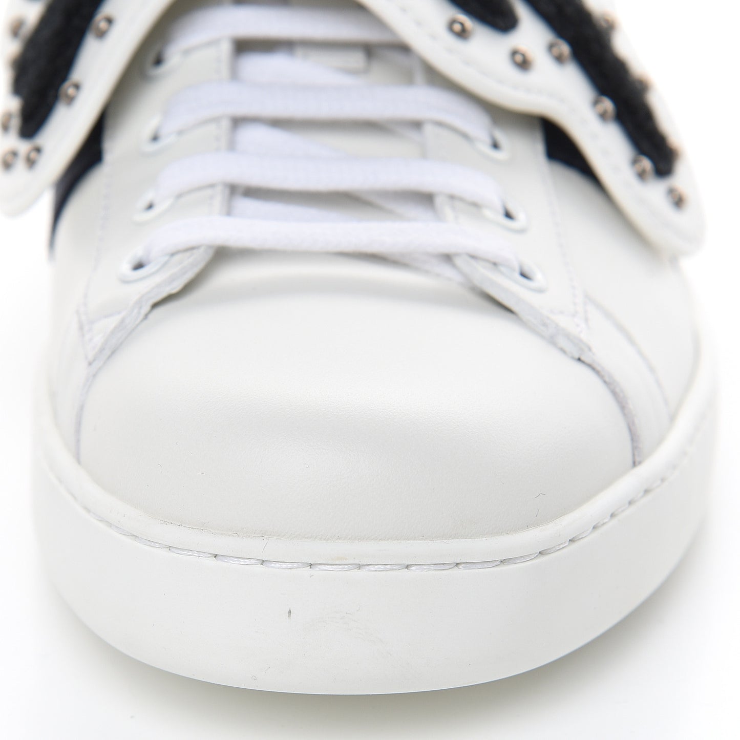 Calfskin Ayers Web Panther Embroidered Mens Ace Sneakers 10 White