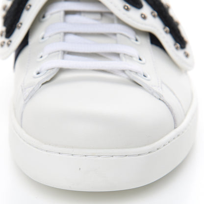 Gucci Calfskin Ayers Web Panther Embroidered Mens Ace Sneakers 10 White 9 of 10