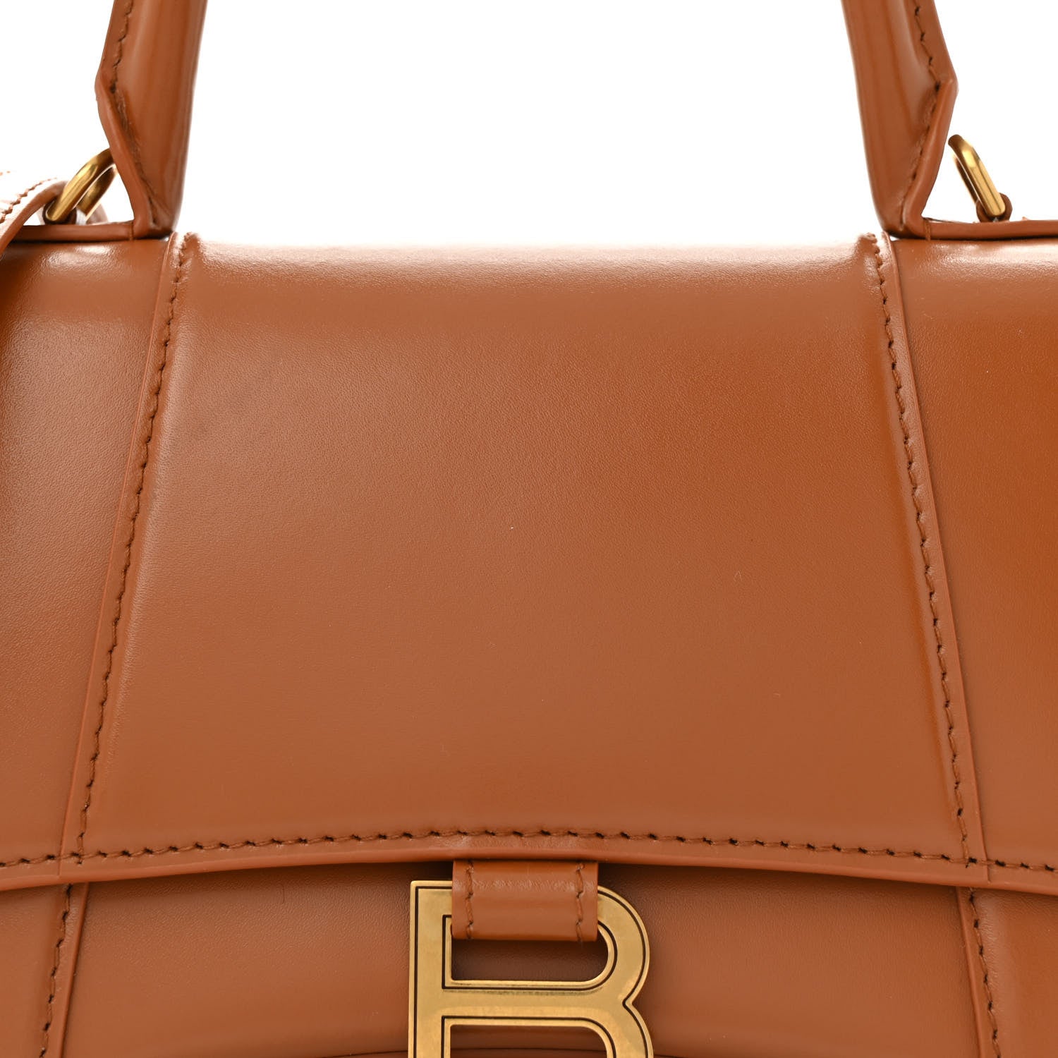 Balenciaga Shiny Box Calfskin Small Hourglass Top Handle Bag Camel 8 of 13