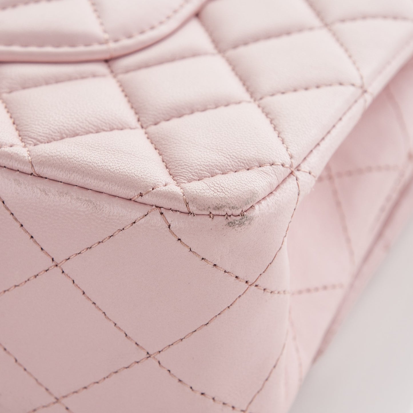 Lambskin Quilted Medium Double Flap Light Pink