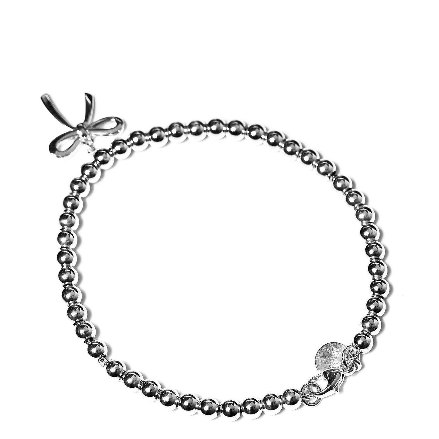 Sterling Silver 4mm Bow Bead Bracelet