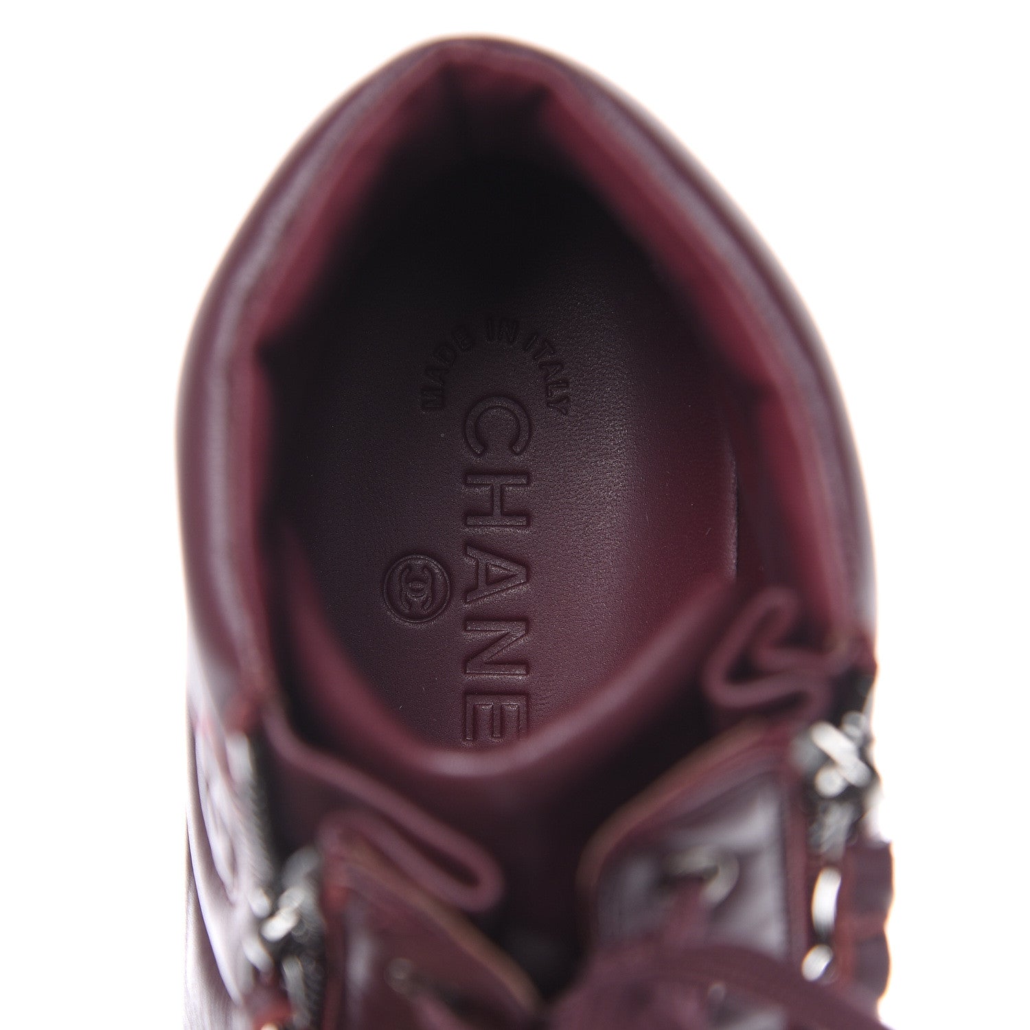 Chanel Lambskin Zipped Chain CC Sneakers 41 Burgundy 8 of 10