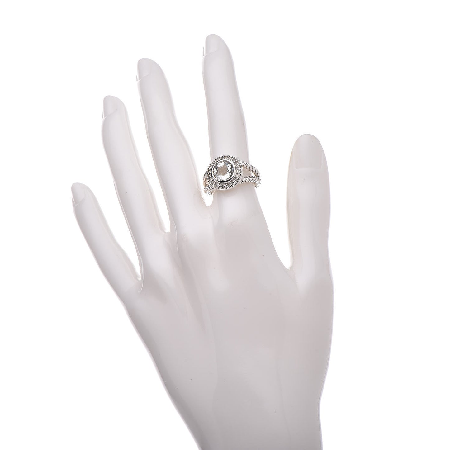 Sterling Silver Diamond Prasiolite 8mm Petite Cerise Ring 51 5.75