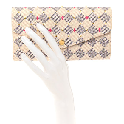 Louis Vuitton LOUIS VUITTON Damier Azur Studded Sarah Wallet NM Fuchsia 2 of 9