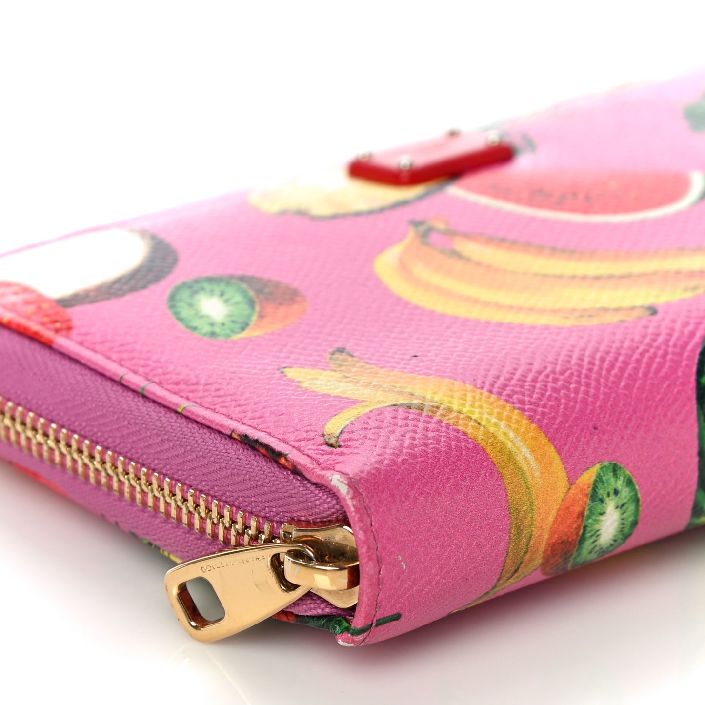 Fruit Print Small Zip Around Wallet Pink