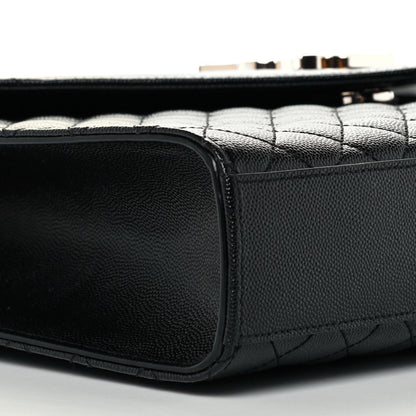 Saint Laurent Grain De Poudre Textured Mixed Matelasse Large Triquilt Monogram Satchel Black 11 of 11