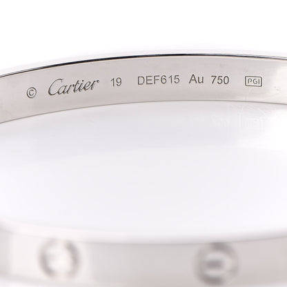 Cartier 18K White Gold LOVE Bracelet 19 4 of 6