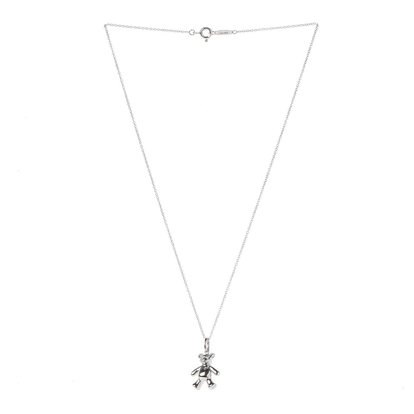 Sterling Silver Teddy Bear Charm Pendant Necklace