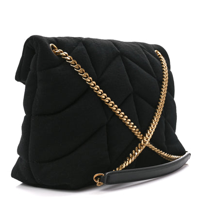 Saint Laurent Wool Jersey Quilted Medium Loulou Puffer Monogram Chain Black 3 of 10