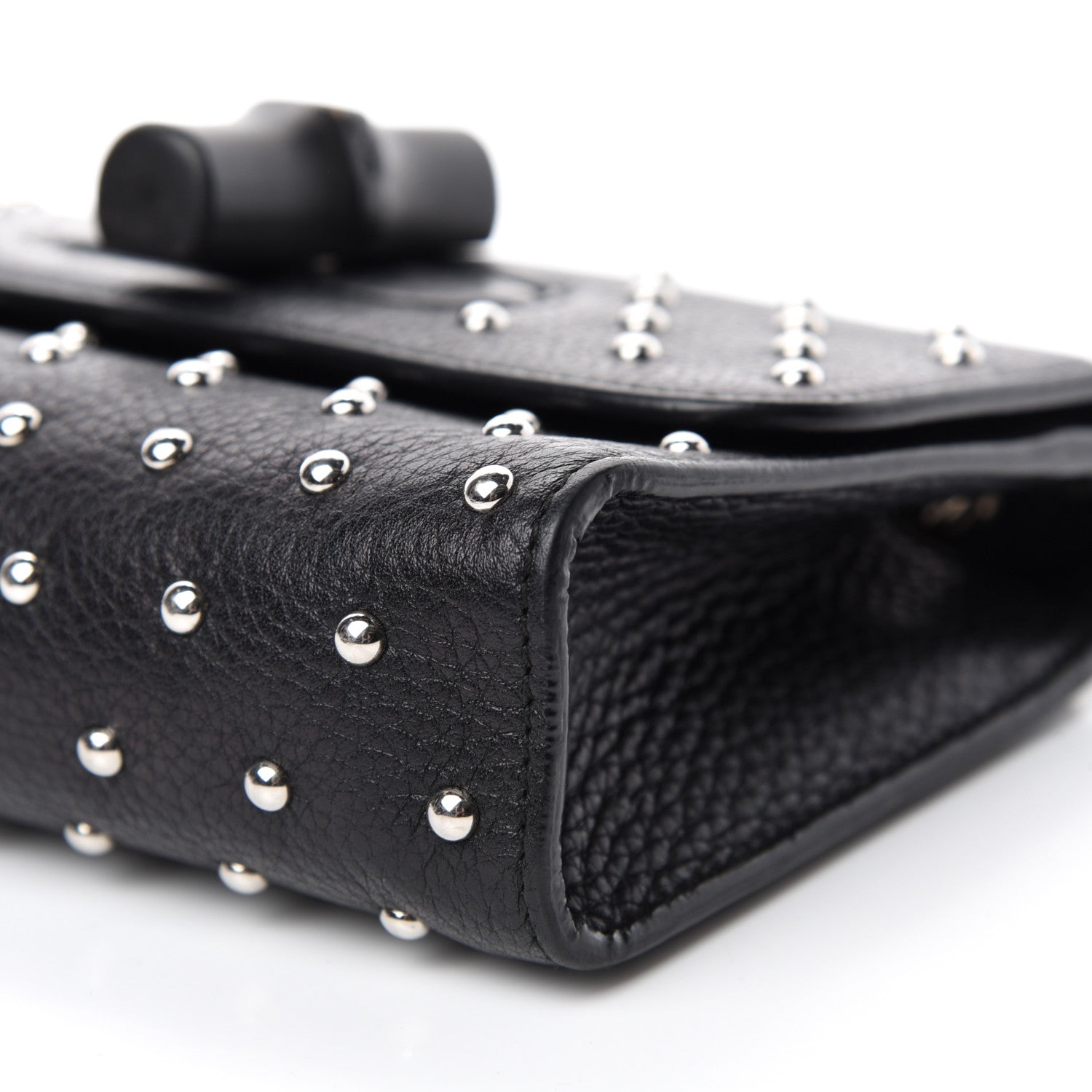 Gucci Calfskin Small Studded Miss Bamboo Shoulder Bag Black 7 of 11