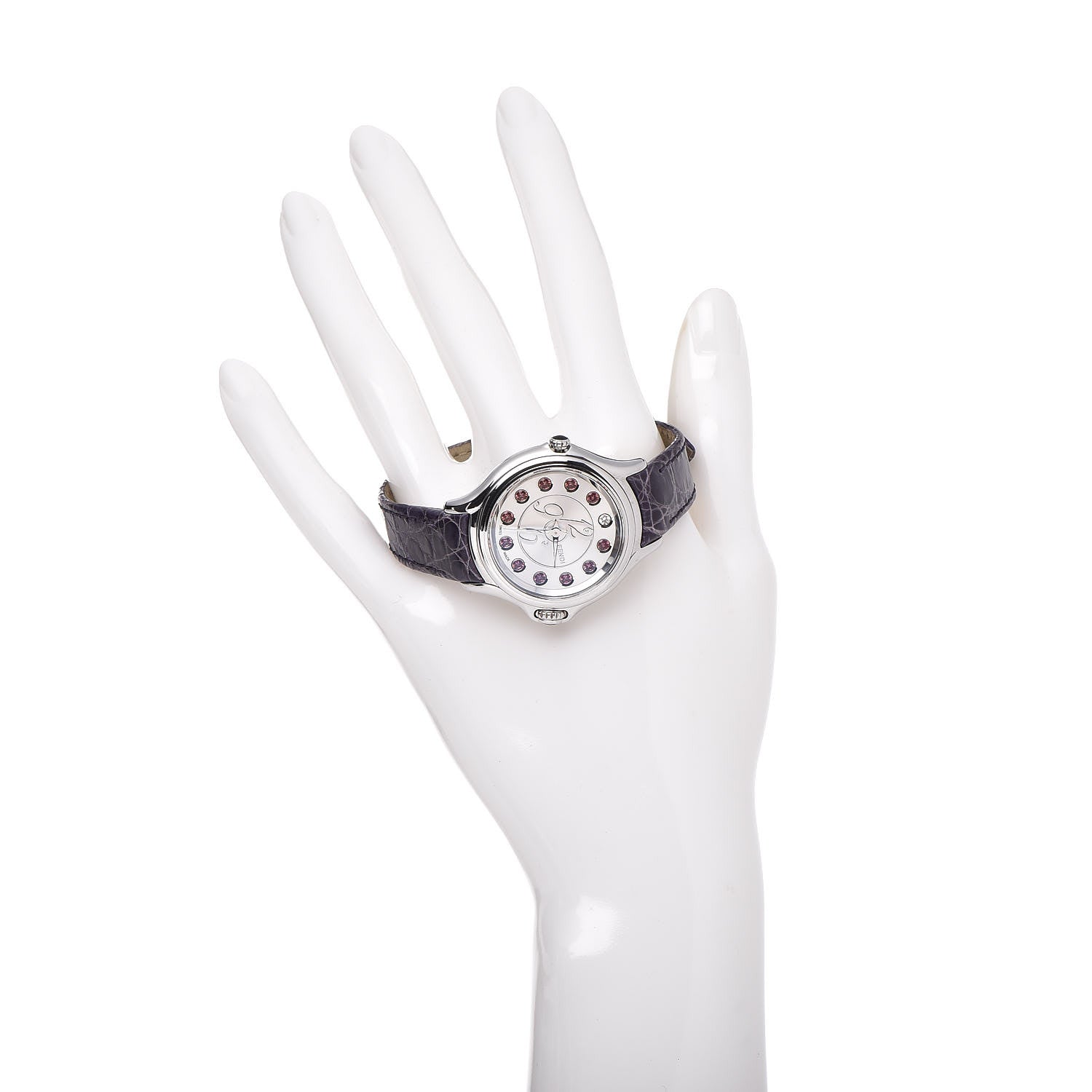 Fendi Stainless Steel Alligator Diamond Topaz 33mm Crazy Carats Rotating Gem Quartz Watch 2 of 10