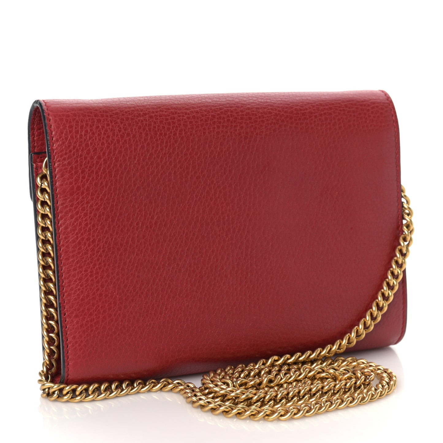 Calfskin GG Marmont Chain Wallet Vulcanic Red