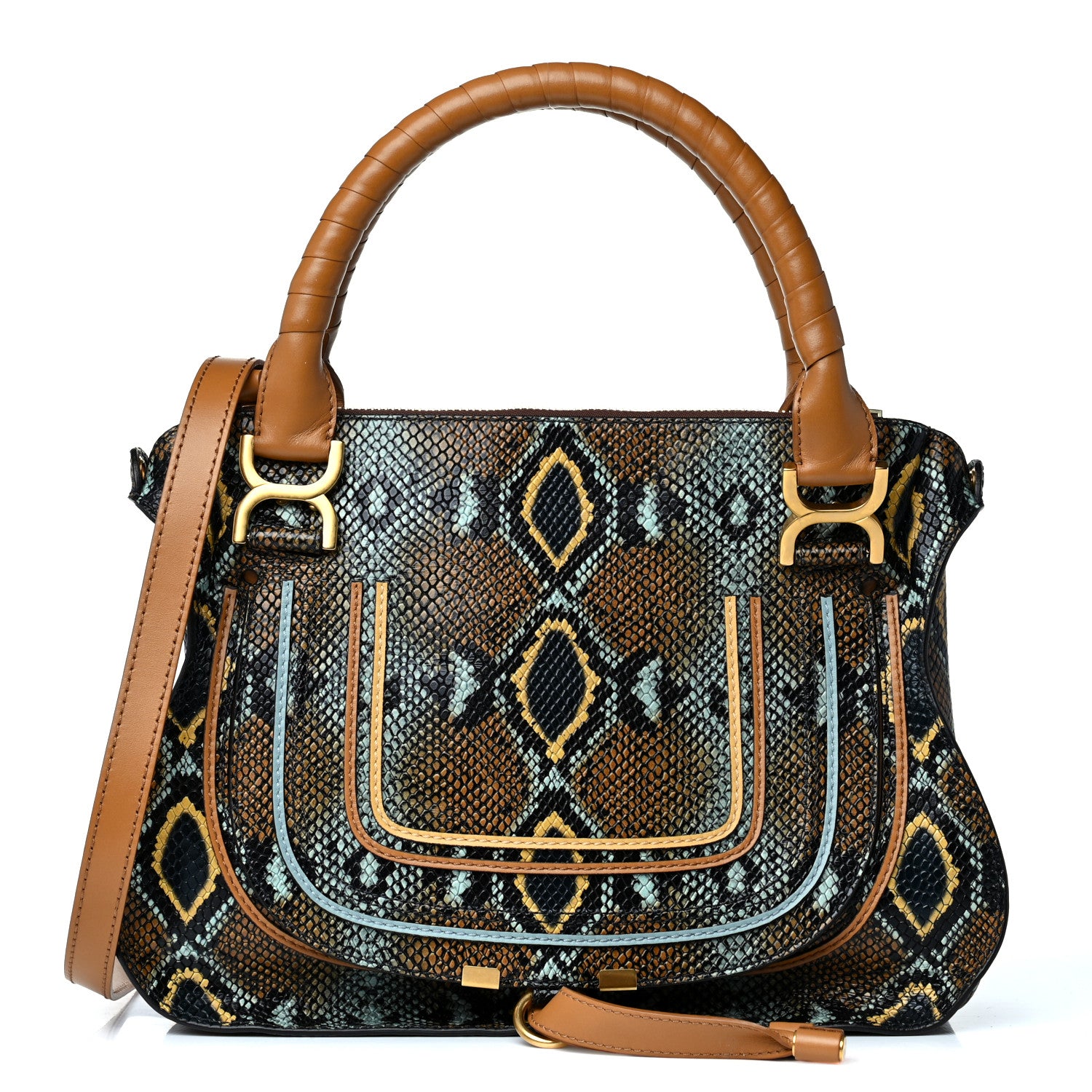 Chloe Snakeskin Calfskin Embossed Medium Marcie Satchel Multicolor 1 of 14