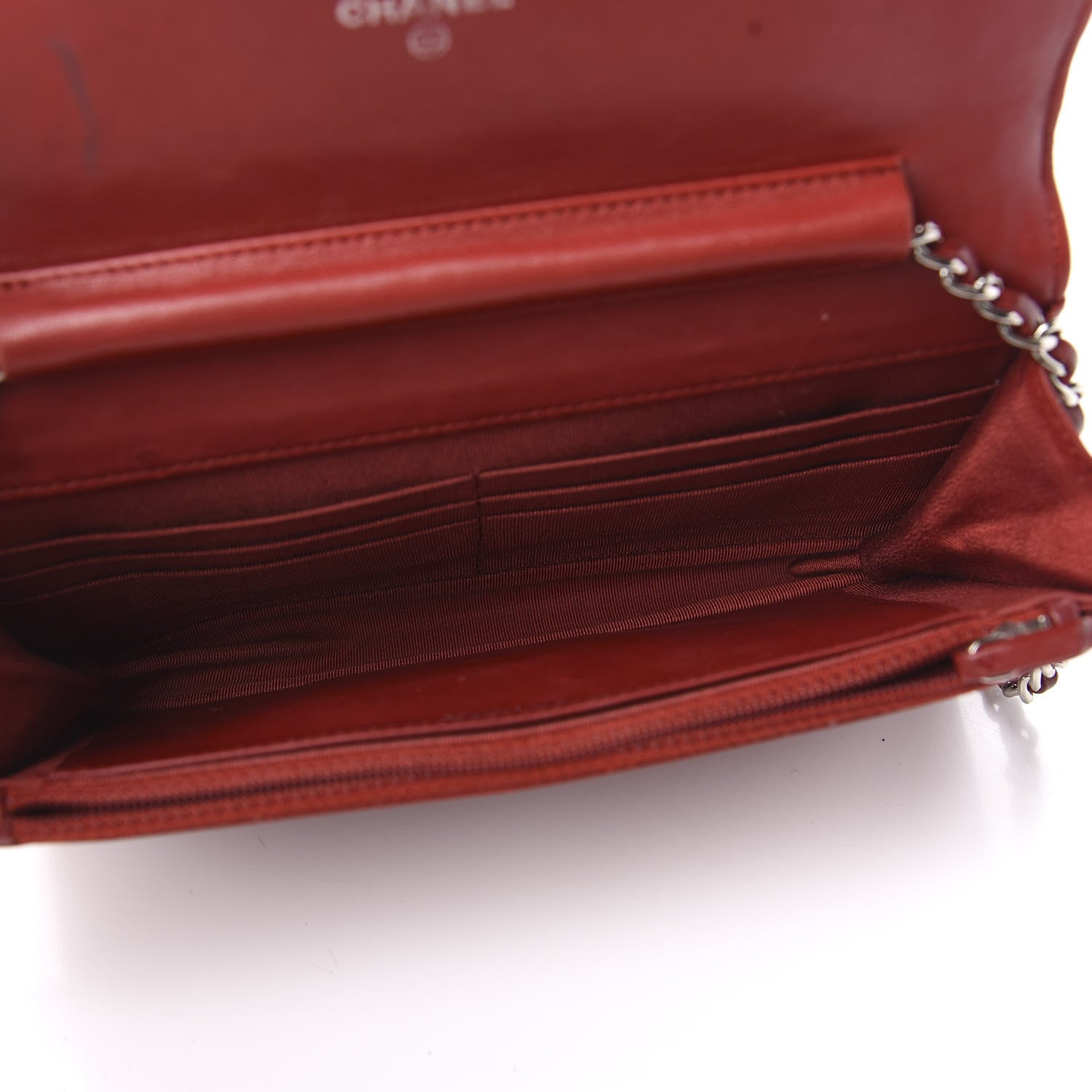 Chanel Lambskin Quilted Wallet On Chain WOC Red 5 of 12