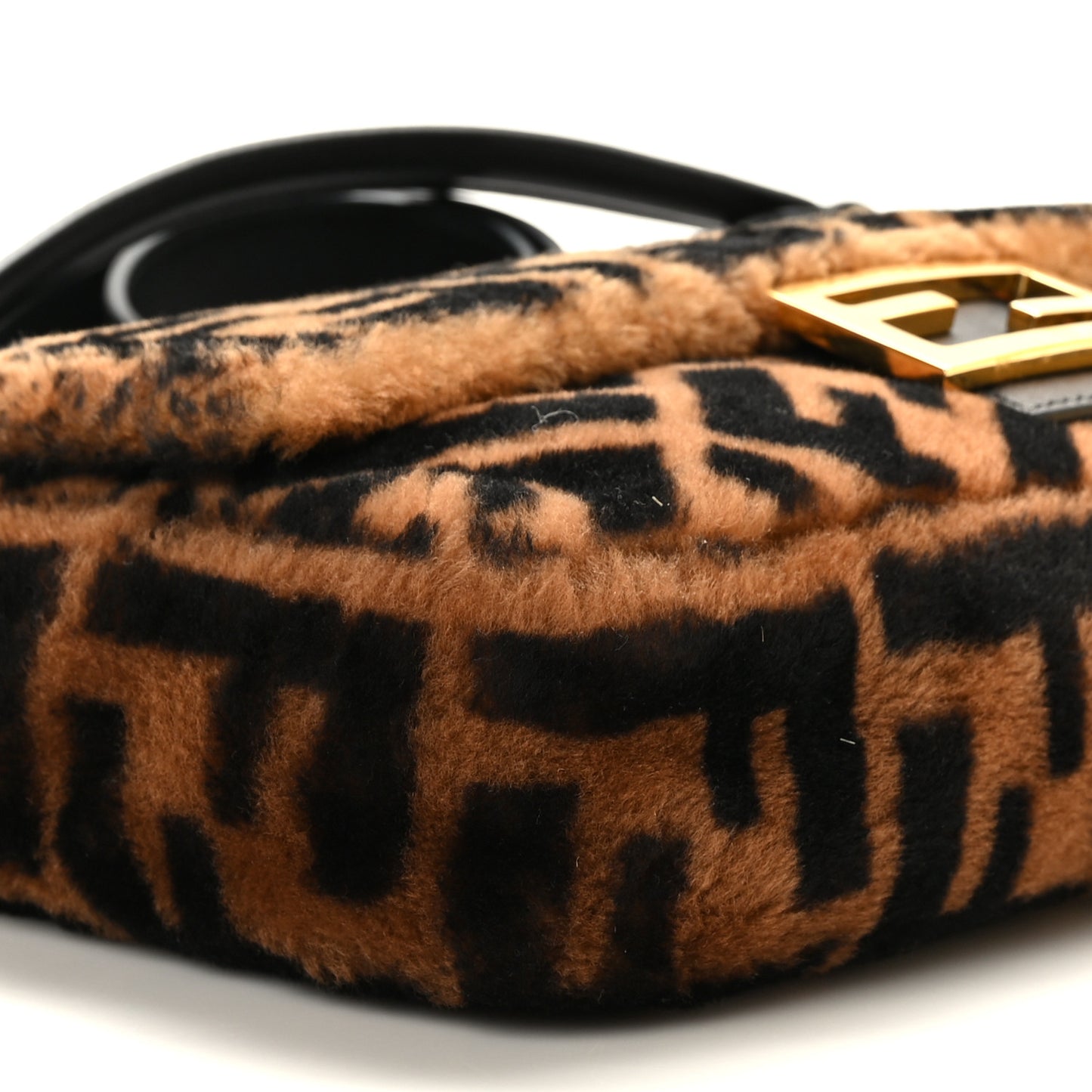 Shearling Vitello Dolce Macro FF 1974 Baguette Tobacco Black