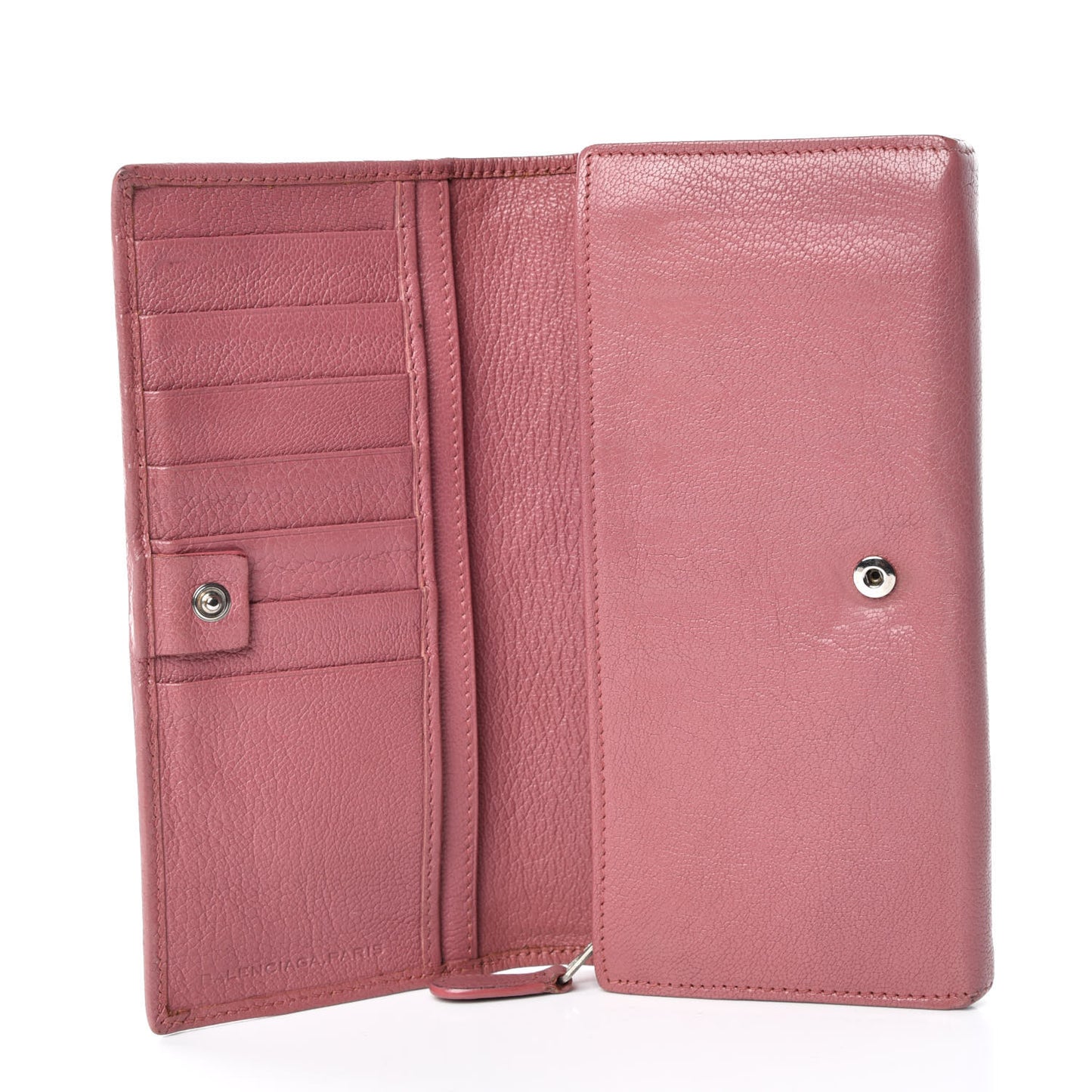 Agneau Giant 12 Silver Hardware Money Wallet Rose Bruyere