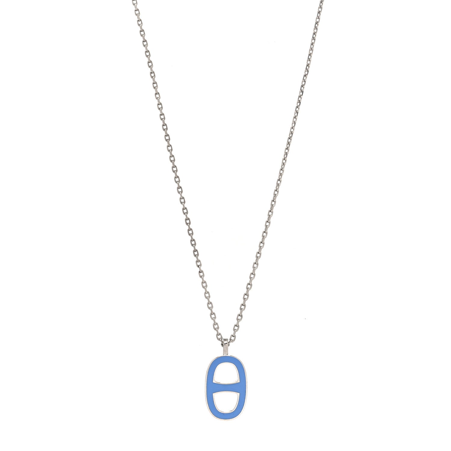 Hermes Laquered Iliade Pendant Necklace Bleu Paradis 2 of 5