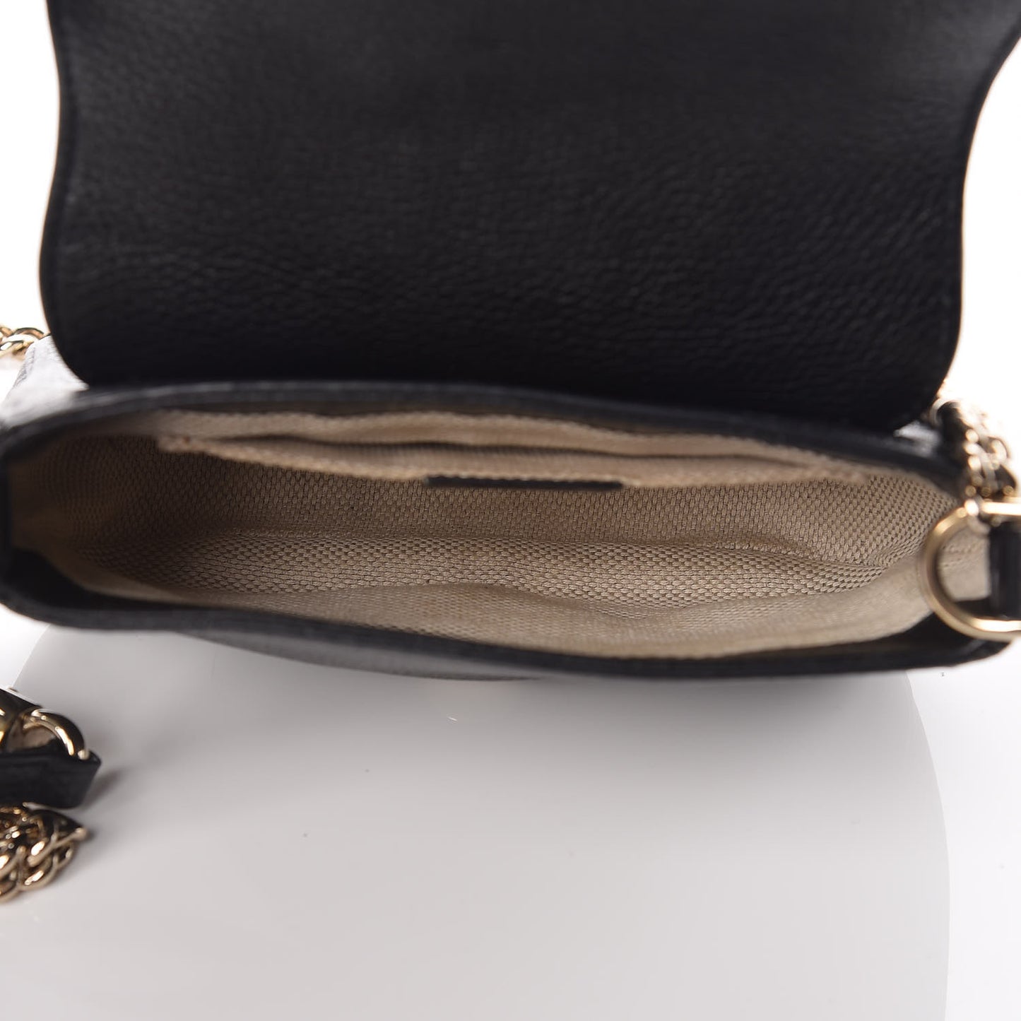 Pebbled Calfskin Small Soho Flap Crossbody Black